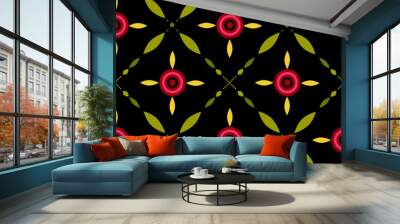 Seamless retro pattern with circles and geometrical elements bac Wall mural