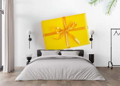 golden gift box on white background Wall mural