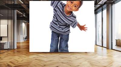 Black kid in jeans and shirt Wall mural