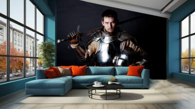 great warrior with sword and heavy armour Wall mural