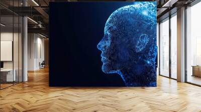 Side view of a digital human head Wall mural