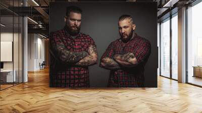 Two brutal mans with beards. Wall mural