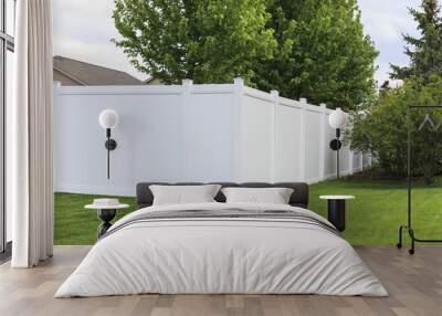 Contemporary white vinyl fence surrounding yard Wall mural