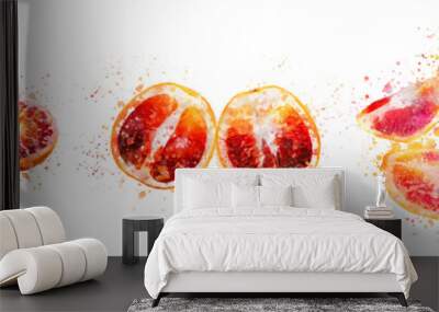 blood orange watercolor vector isolated on white Wall mural