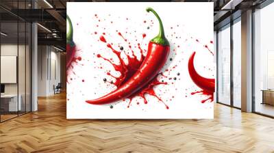 chili pepper watercolor vector isolated	
 Wall mural