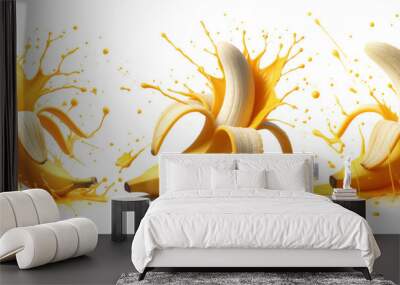 fresh banana fruit watercolor hand drawn vector Wall mural