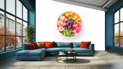 poke bowl buddha bowl salade isolated on white background Wall mural