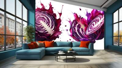 purple cabbage with splash isolated png Wall mural