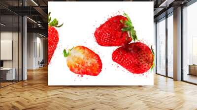 strawberry watercolor hand drawn on white background healthy fruit vector
 Wall mural