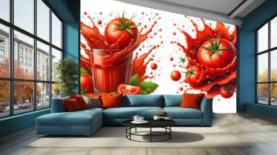 tomato juice sauce splash isolated png Wall mural