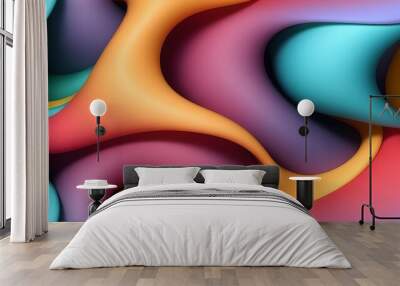 Smooth wave flowing rainbow gradient background 3D, liquid abstract wallpaper design. 
 Wall mural