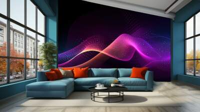 Technology digital Waves background banner background concept, motion waving particle texture Wall mural