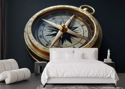 3D realistic image of a compass (for drawing), clean lighting, isolated on background Wall mural