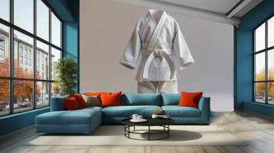 3D realistic image of a judo uniform, clean lighting, isolated on background Wall mural