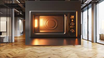 3D realistic image of a microwave, clean lighting, isolated on background Wall mural