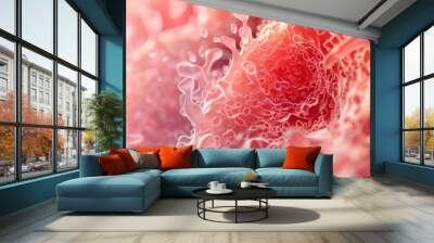 A close up of a pinkish red blob with a lot of bubbles Wall mural