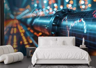 Gas pipeline construction combined with financial growth charts and business strategies Wall mural