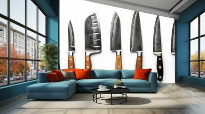 High-quality image of a precision knife set, isolated on a white studio background Wall mural