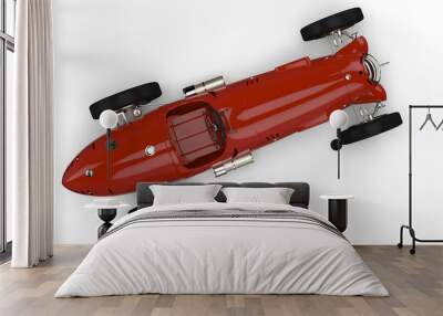 Top view of a red old race car Wall mural