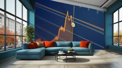 Stock market chart on LCD screen. Selective focus. Wall mural