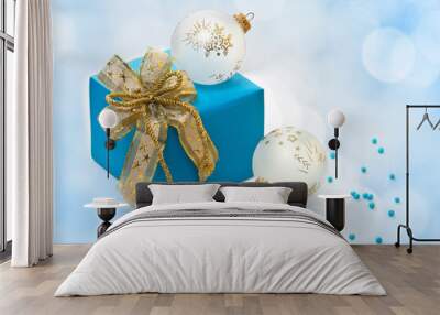 Christmas balls and gift Wall mural