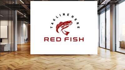 Redfish Animal Fishery Food Freshwater Graphic Design Fishing Vector Logo Inspiration Wall mural