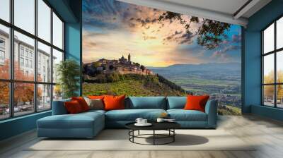 Panoramic view of beautiful hamlet of Trevi, Umbria, Italy Wall mural