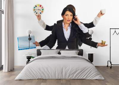 busy stressed business woman Wall mural