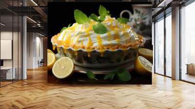 Fresh and juicy lemon pie., generative IA Wall mural