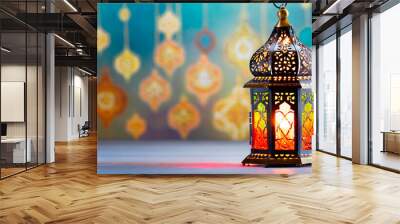 Illustrations fanoos lamps, on a blurred background, bokeh. Ramadan Wall mural