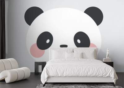 cute panda face illustration vector white background Wall mural