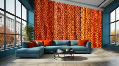 orange, red and yellow tapestry fabric texture background wallpaper Wall mural