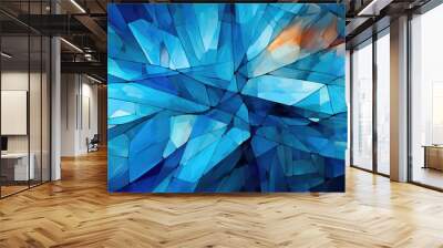 Texture, abstract with shades of generative blue geometric lines, generative IA Wall mural