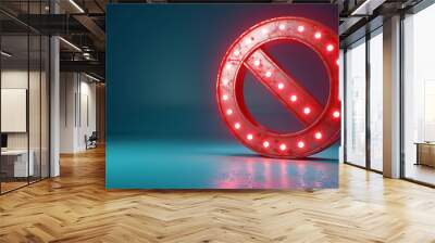 3D illustration of prohibited or do not enter symbol with small light spots Wall mural