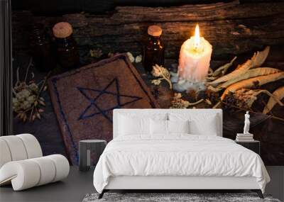 set of objects symbols of esoteric rituals Wall mural