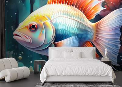 colorful fish under water illustration Wall mural