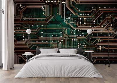 Electronic circuit board, concept technology, image created with AI Wall mural