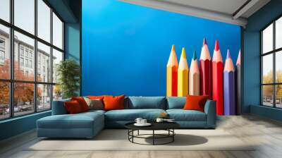 Pencils in a row, back to school Wall mural