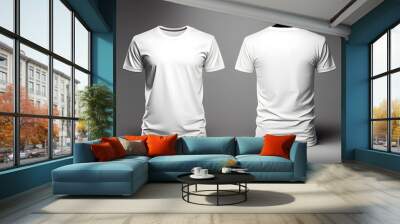 White Male Tshirt Mockup -  White Tshirt Mock-up for Men - Men Tee Mock-up - Generative AI Wall mural