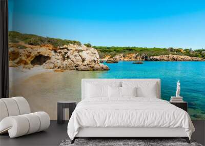 Blue sea and white sand in Alghero shore Wall mural