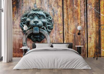 lion head door knocker in hdr Wall mural