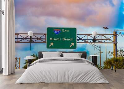 Miami Beach exit sign on 195 interstate freeway Wall mural