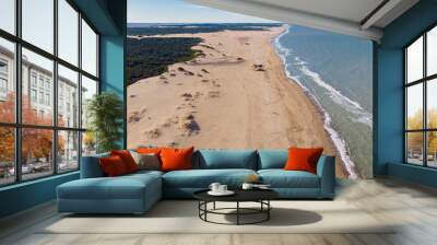 view of the beach, sand, Playa Argentina, ocean, Pinamar. Wall mural