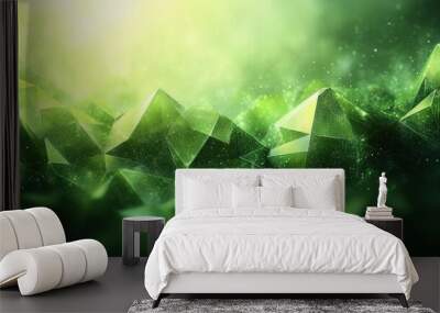 Abstract Green Crystal Mountain Landscape Wall mural