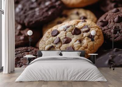 Chocolate Chip Cookies Close Up Wall mural