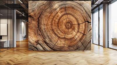 Close-up of a Tree Trunk with Knot and Rings Wall mural