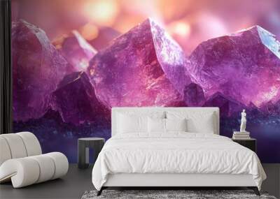 Closeup of Glowing Purple Crystals Wall mural