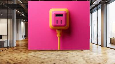 Colorful Electric Outlet on Pink Background Wall mural