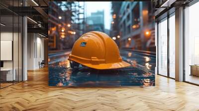 Hard Hat in a Construction Zone Wall mural