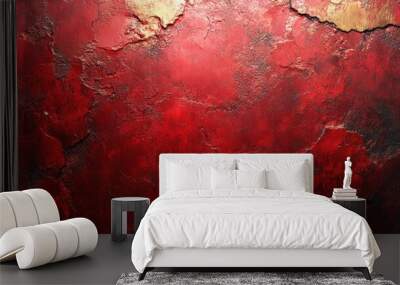 Red Textured Wall with Gold Accents Wall mural